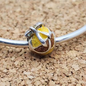 Sparkling 925 Sterling Silver Yellow Christmas Ornament Charm for Pandora Bracel